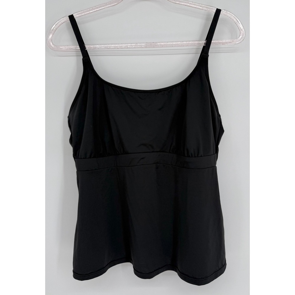 Mynah Women Black‎ Tankini Swim Top Adjustable Straps Empire Waist Solid Sz XL